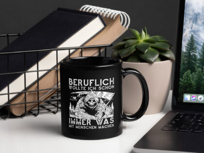 Schwarze glänzende Berufsträume des Sensenmanns Tasse – Home & Living – klamottn.de