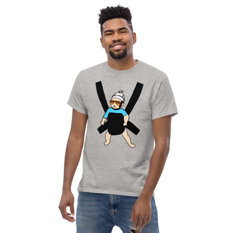 Carlos Baby mit cooler Sonnenbrille in Tragegurt Unisex T-Shirt