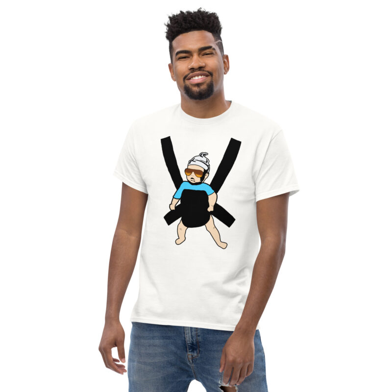 Carlos Baby mit cooler Sonnenbrille in Tragegurt Unisex T-Shirt