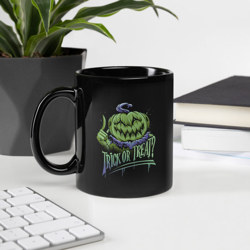 Schwarze glänzende Böser Kürbiszauber Tasse