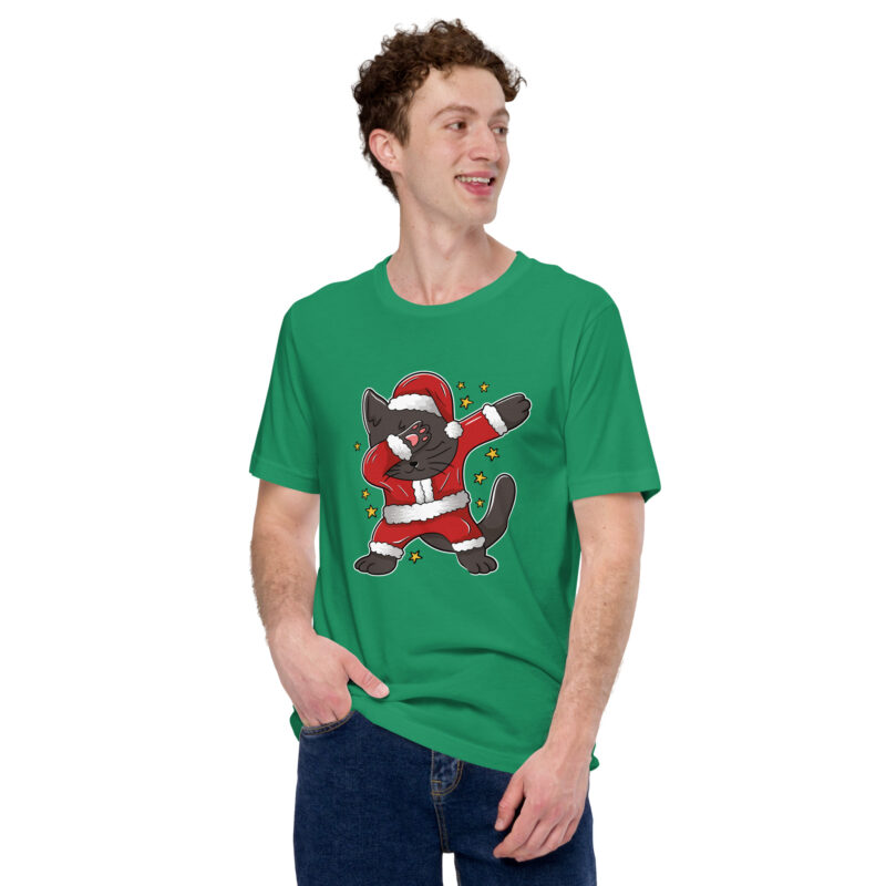 Weihnachtskatze im Dab-Stil Unisex-T-Shirt