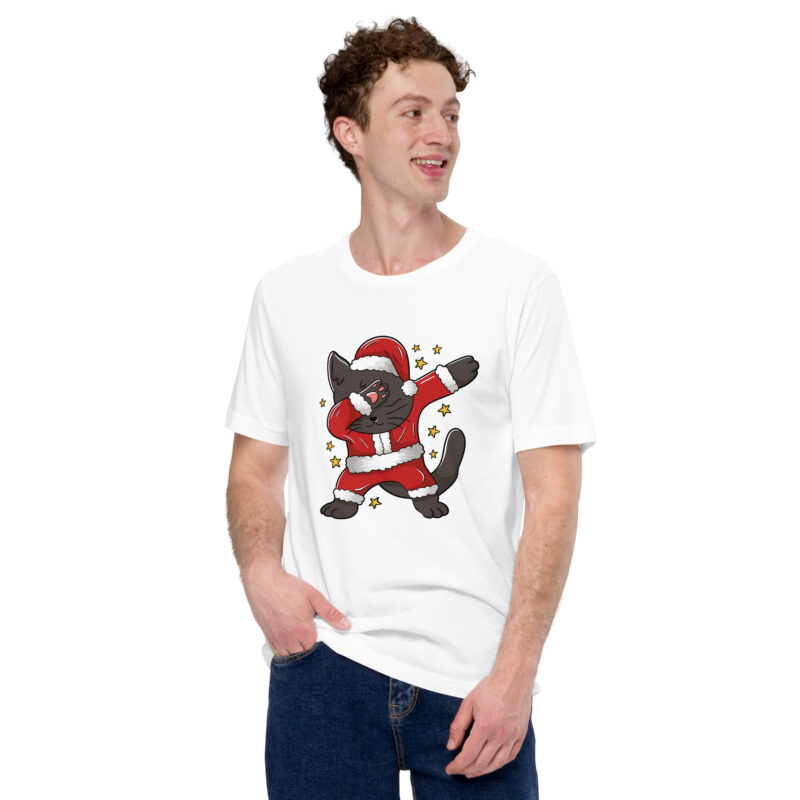 Weihnachtskatze im Dab-Stil Unisex-T-Shirt