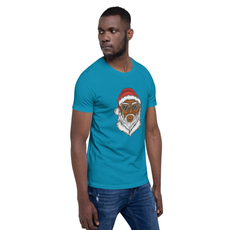 Cooler moderner Weihnachtsmann mit dunkler Hautfarbe Unisex-T-Shirt
