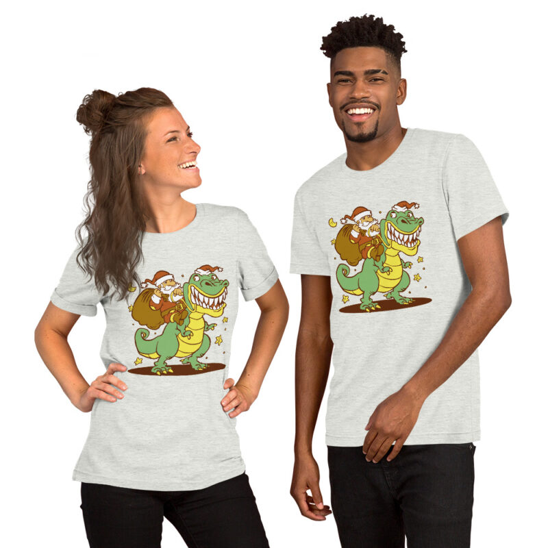 Weihnachtsmann auf Dinosaurier Unisex-T-Shirt – T-Shirts – klamottn.de