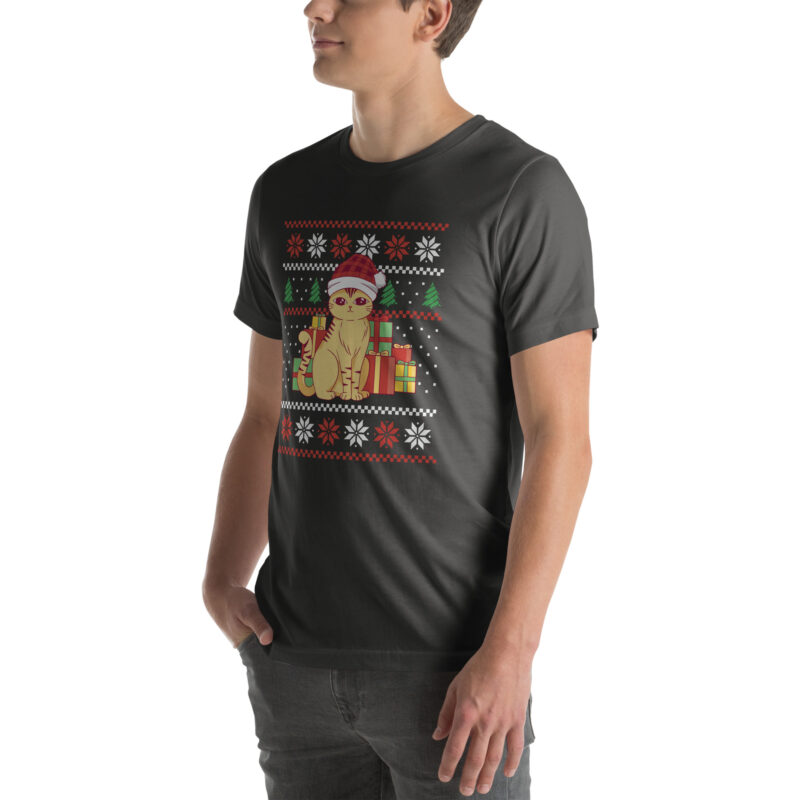 Weihnachtskatze mit Geschenken Unisex-T-Shirt