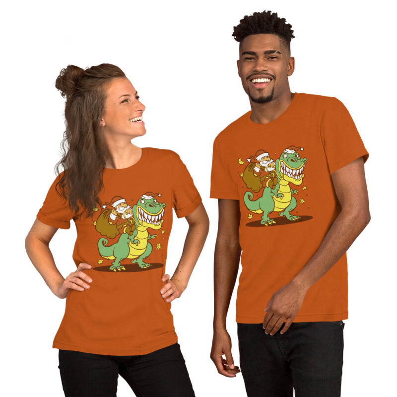 Weihnachtsmann auf Dinosaurier Unisex-T-Shirt – T-Shirts – klamottn.de