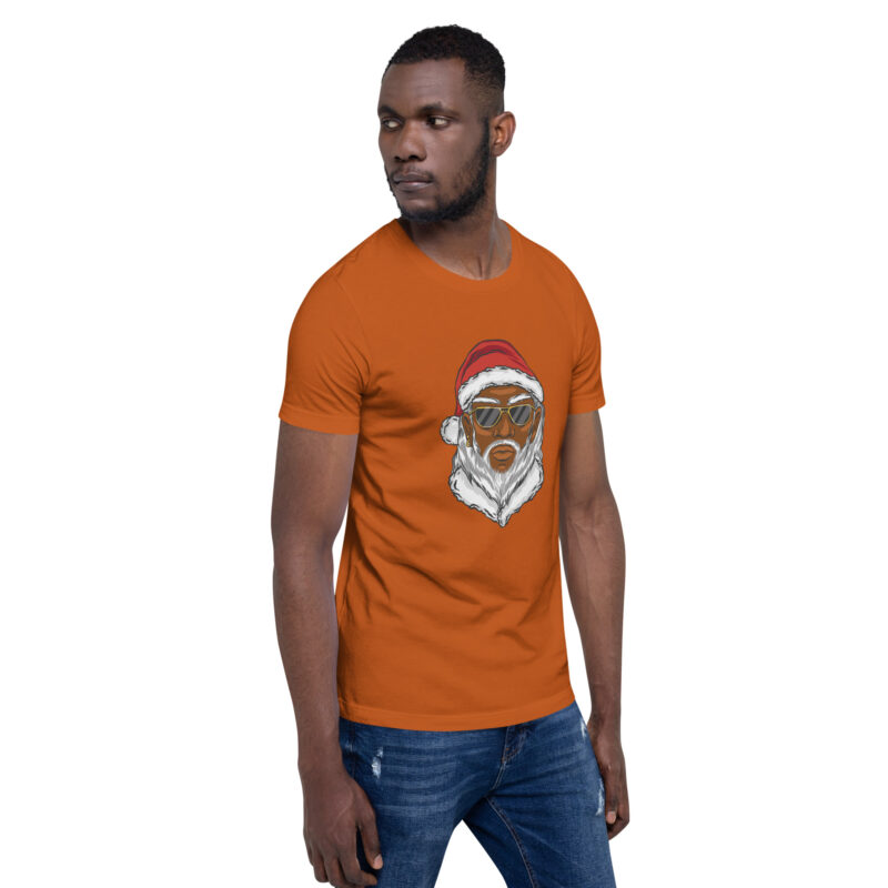 Cooler moderner Weihnachtsmann mit dunkler Hautfarbe Unisex-T-Shirt