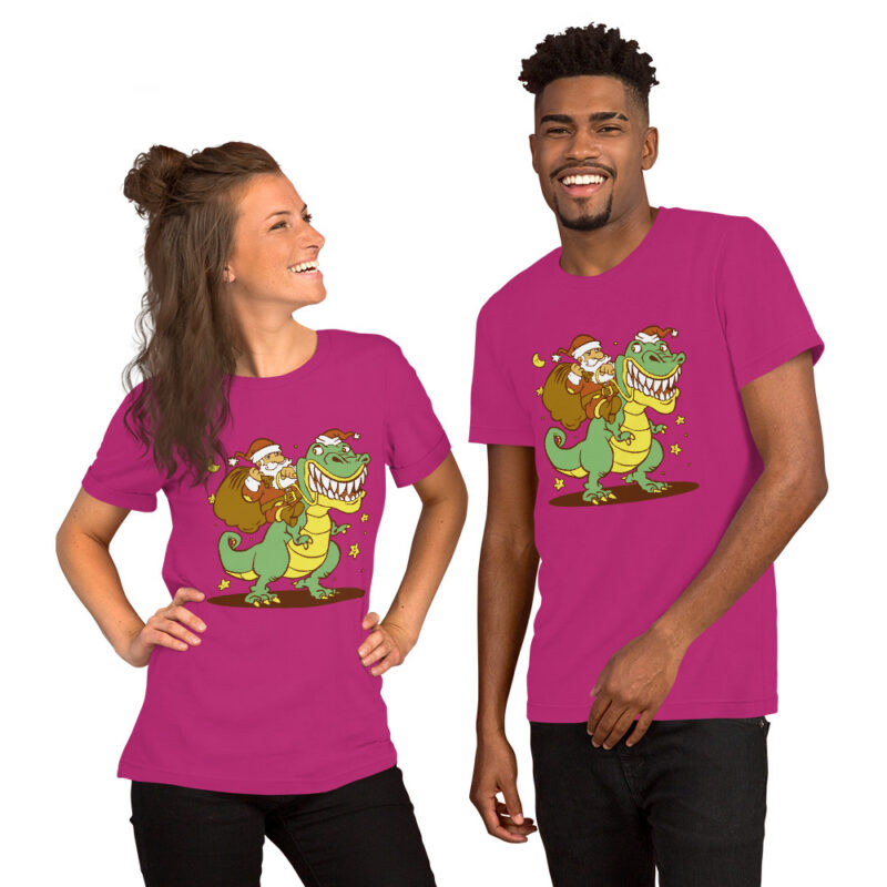 Weihnachtsmann auf Dinosaurier Unisex-T-Shirt – T-Shirts – klamottn.de