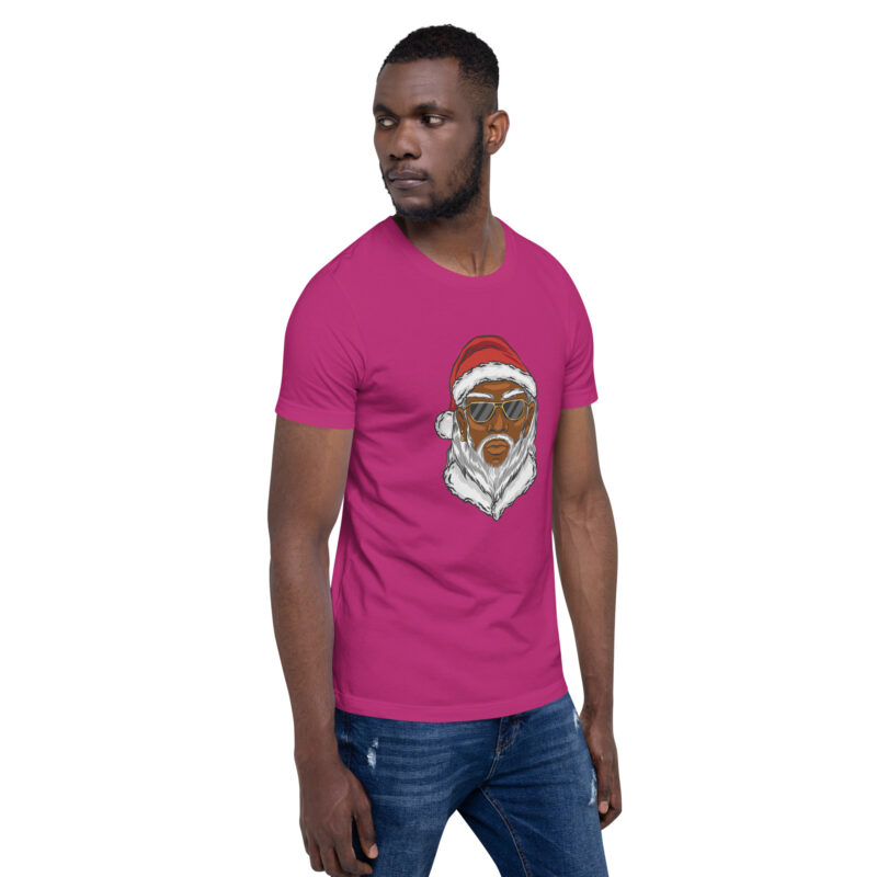 Cooler moderner Weihnachtsmann mit dunkler Hautfarbe Unisex-T-Shirt