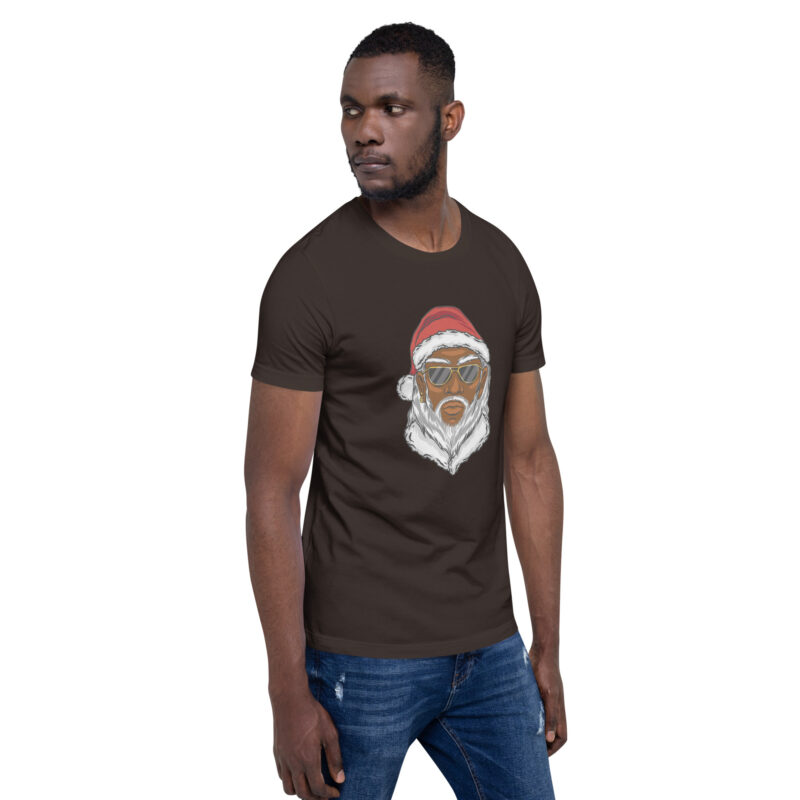 Cooler moderner Weihnachtsmann mit dunkler Hautfarbe Unisex-T-Shirt