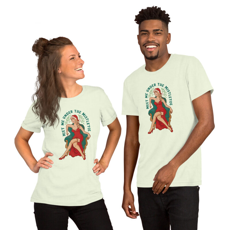 Weihnachts-Pin-up-Girl mit Mistelzweig Unisex-T-Shirt – T-Shirts – klamottn.de