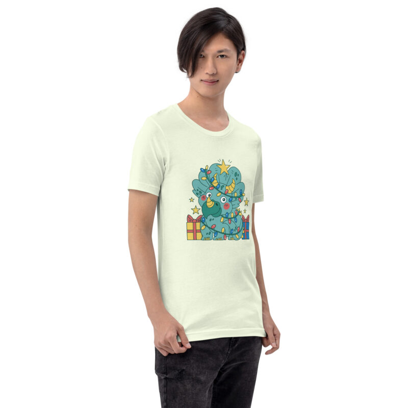 Triceratops im Weihnachtsbaum-Look Unisex-T-Shirt – T-Shirts – klamottn.de