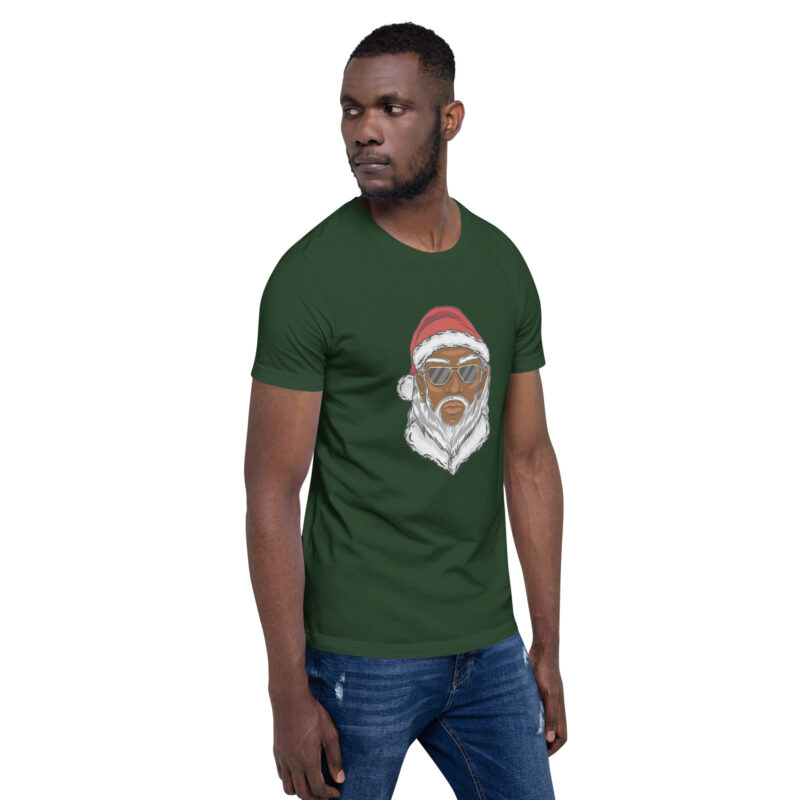 Cooler moderner Weihnachtsmann mit dunkler Hautfarbe Unisex-T-Shirt