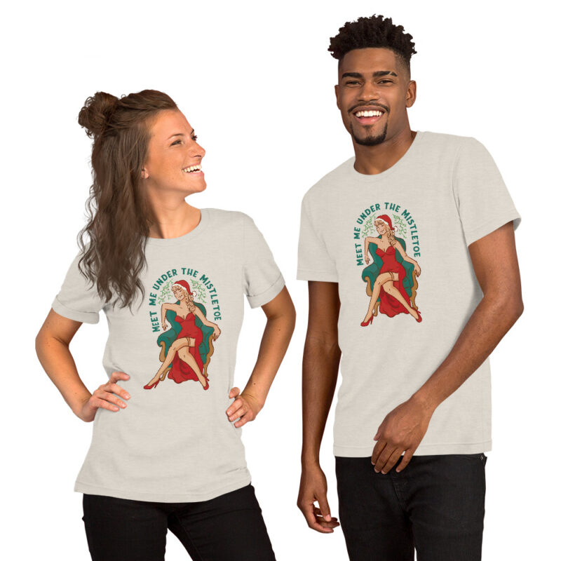 Weihnachts-Pin-up-Girl mit Mistelzweig Unisex-T-Shirt – T-Shirts – klamottn.de