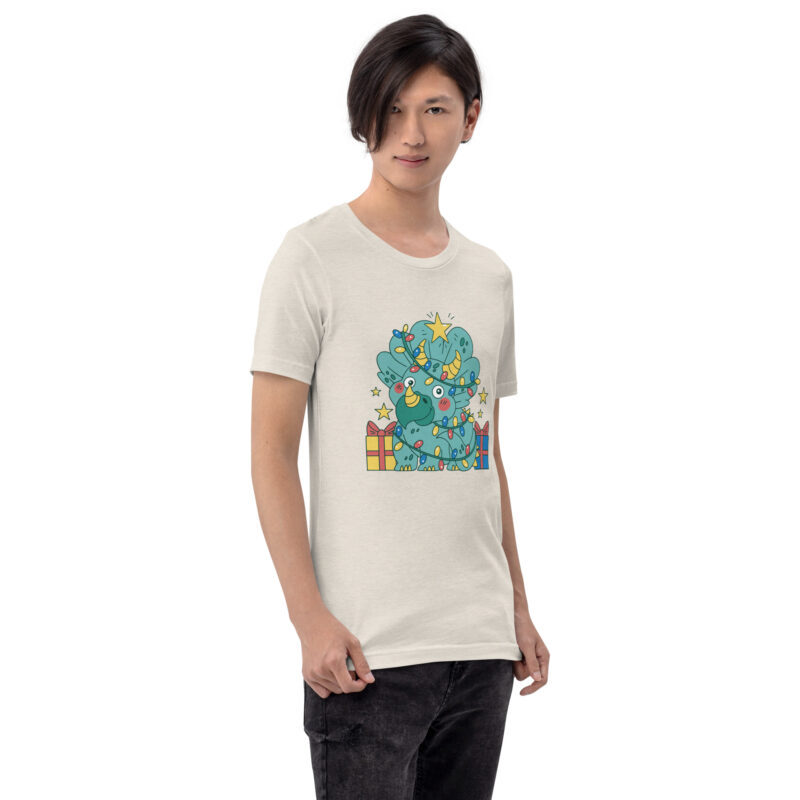 Triceratops im Weihnachtsbaum-Look Unisex-T-Shirt – T-Shirts – klamottn.de