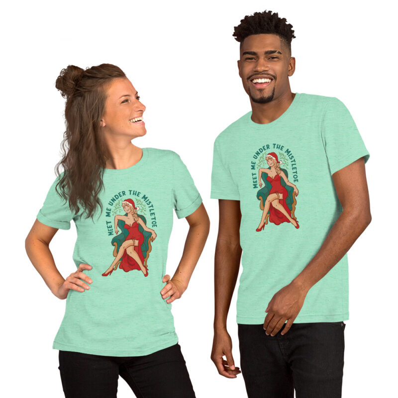 Weihnachts-Pin-up-Girl mit Mistelzweig Unisex-T-Shirt – T-Shirts – klamottn.de