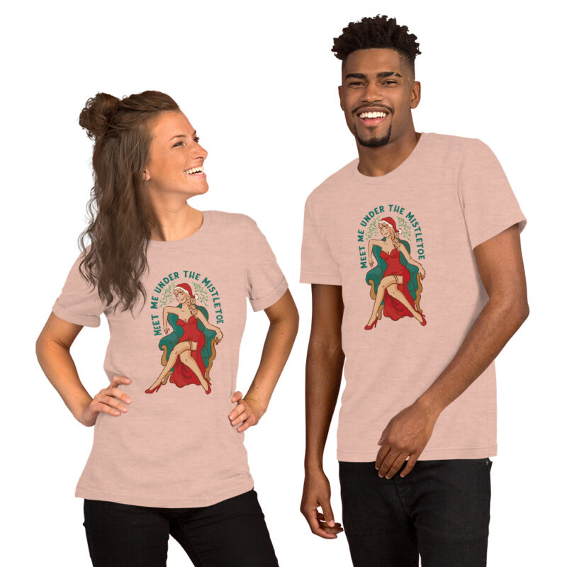 Weihnachts-Pin-up-Girl mit Mistelzweig Unisex-T-Shirt – T-Shirts – klamottn.de