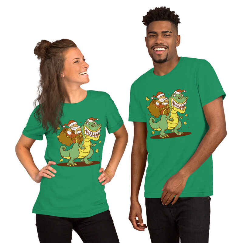 Weihnachtsmann auf Dinosaurier Unisex-T-Shirt – T-Shirts – klamottn.de