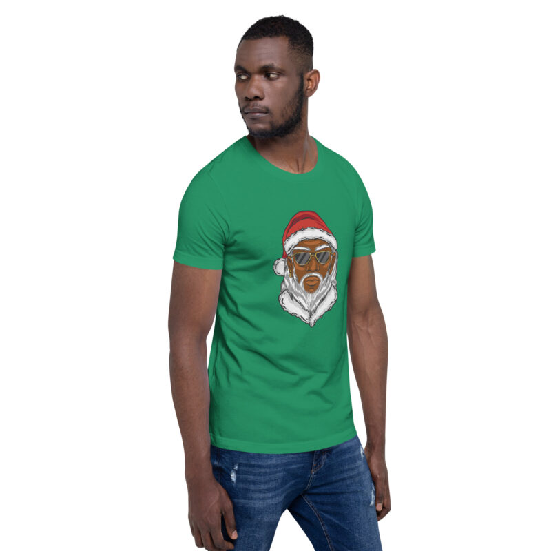 Cooler moderner Weihnachtsmann mit dunkler Hautfarbe Unisex-T-Shirt