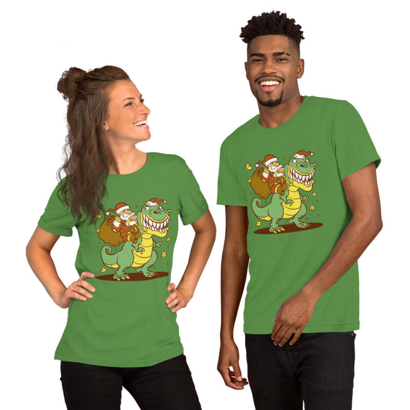 Weihnachtsmann auf Dinosaurier Unisex-T-Shirt – T-Shirts – klamottn.de