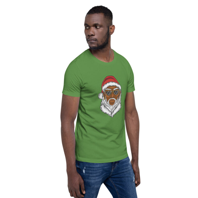 Cooler moderner Weihnachtsmann mit dunkler Hautfarbe Unisex-T-Shirt
