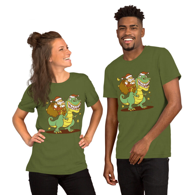 Weihnachtsmann auf Dinosaurier Unisex-T-Shirt – T-Shirts – klamottn.de