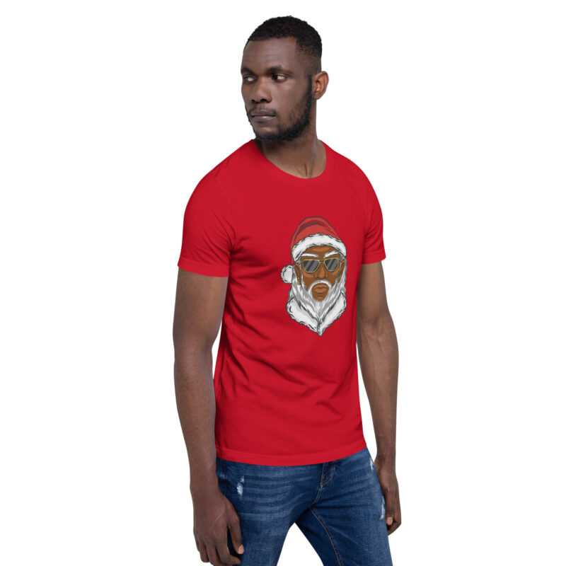 Cooler moderner Weihnachtsmann mit dunkler Hautfarbe Unisex-T-Shirt