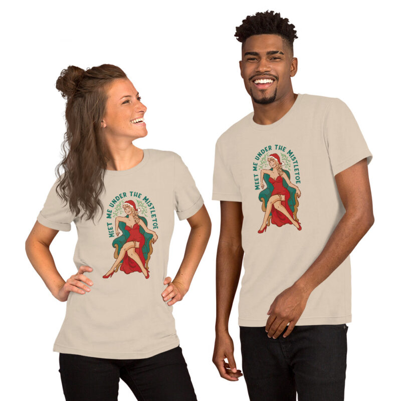 Weihnachts-Pin-up-Girl mit Mistelzweig Unisex-T-Shirt – T-Shirts – klamottn.de