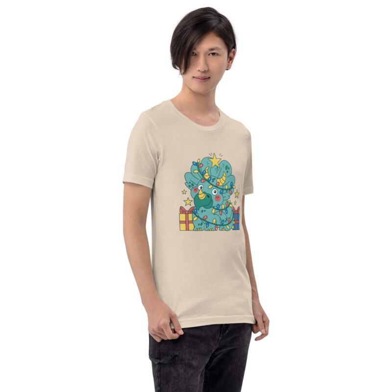 Triceratops im Weihnachtsbaum-Look Unisex-T-Shirt – T-Shirts – klamottn.de