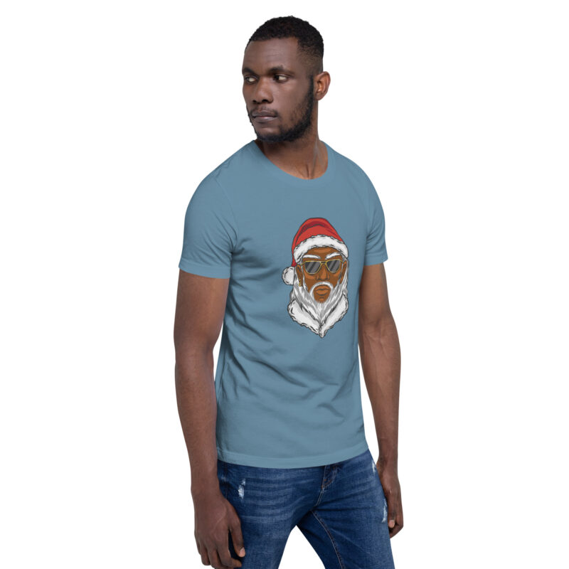 Cooler moderner Weihnachtsmann mit dunkler Hautfarbe Unisex-T-Shirt