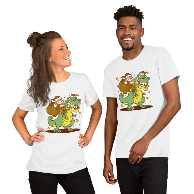 Weihnachtsmann auf Dinosaurier Unisex-T-Shirt – T-Shirts – klamottn.de