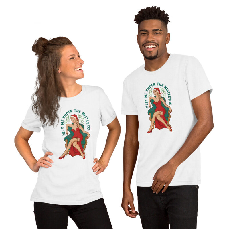 Weihnachts-Pin-up-Girl mit Mistelzweig Unisex-T-Shirt – T-Shirts – klamottn.de