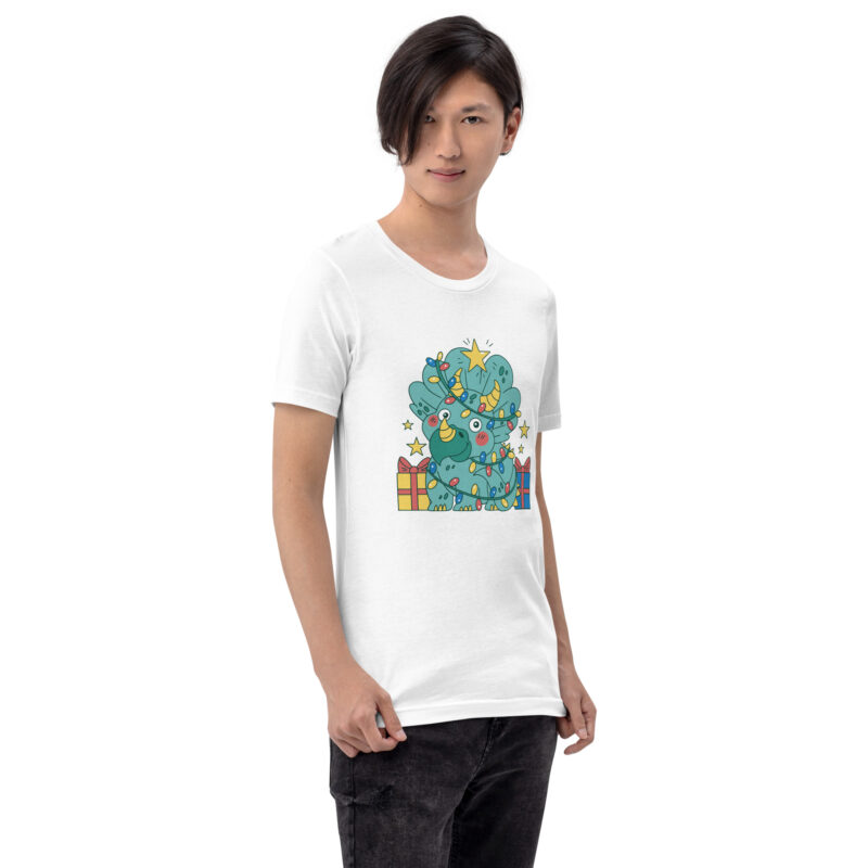 Triceratops im Weihnachtsbaum-Look Unisex-T-Shirt – T-Shirts – klamottn.de