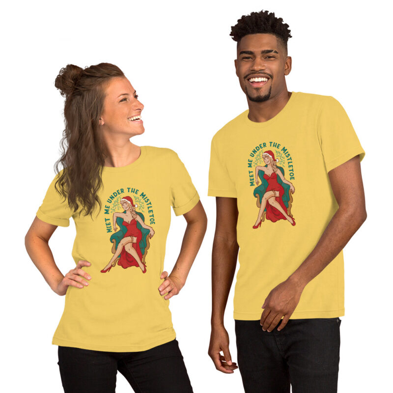 Weihnachts-Pin-up-Girl mit Mistelzweig Unisex-T-Shirt – T-Shirts – klamottn.de