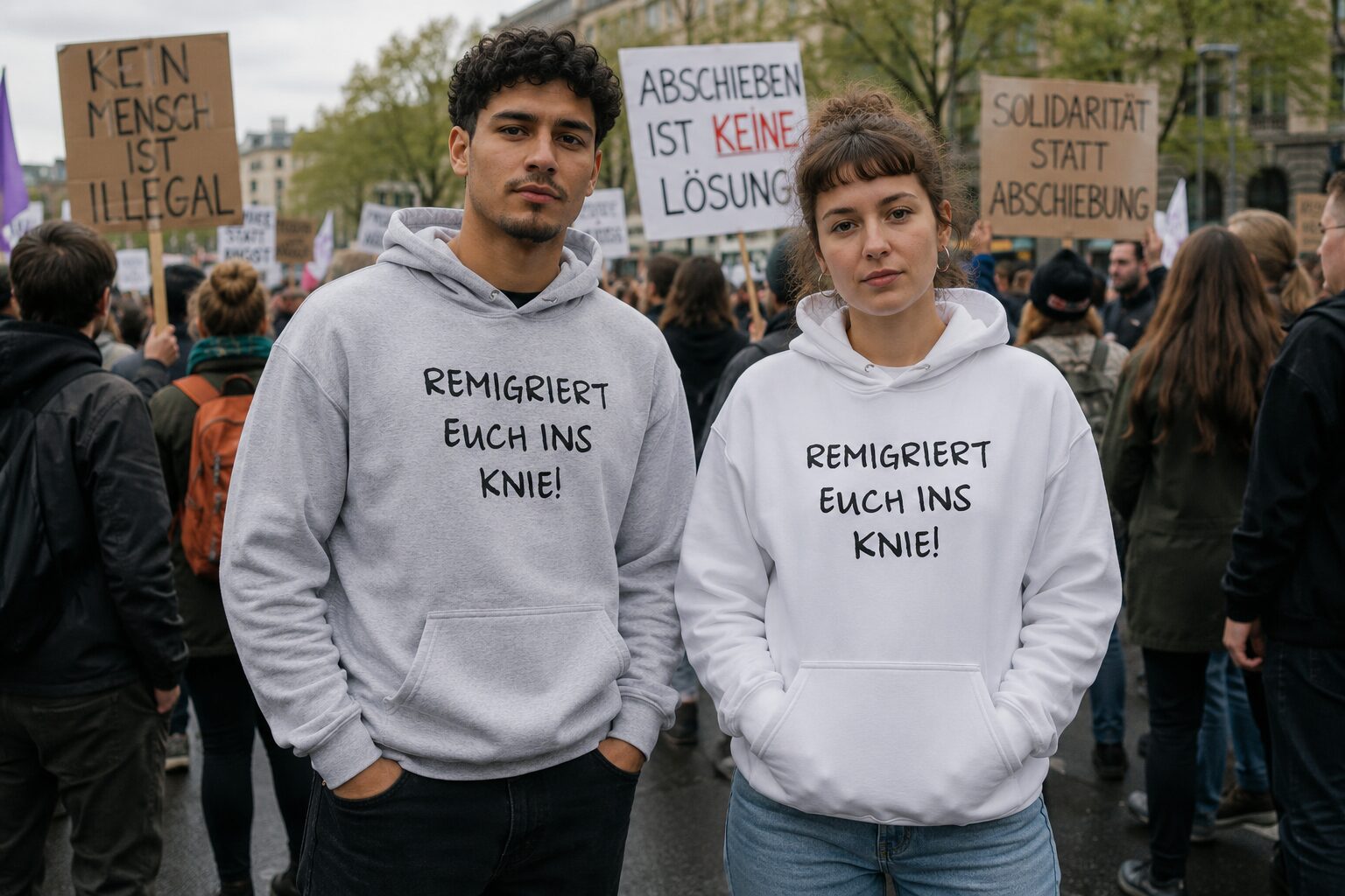 Remigriert euch ins Knie Unisex-Hoodie – Hoodies – Klamottn™ Remigriert euch ins Knie Unisex-Hoodie – Hoodies – Klamottn™