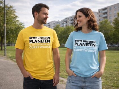Rette unseren Planeten. Er ist der Einzige mit Currywurst Unisex-T-Shirt – T-Shirts – Klamottn™