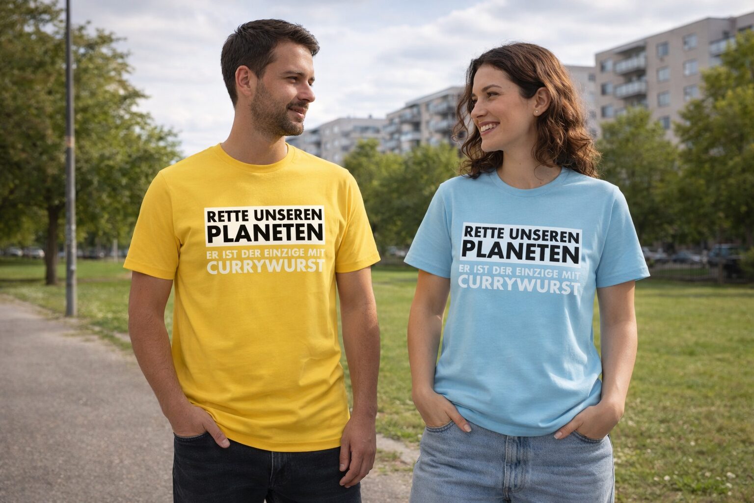 Rette unseren Planeten. Er ist der Einzige mit Currywurst Unisex-T-Shirt – T-Shirts – Klamottn™ Rette unseren Planeten. Er ist der Einzige mit Currywurst Unisex-T-Shirt – T-Shirts – Klamottn™