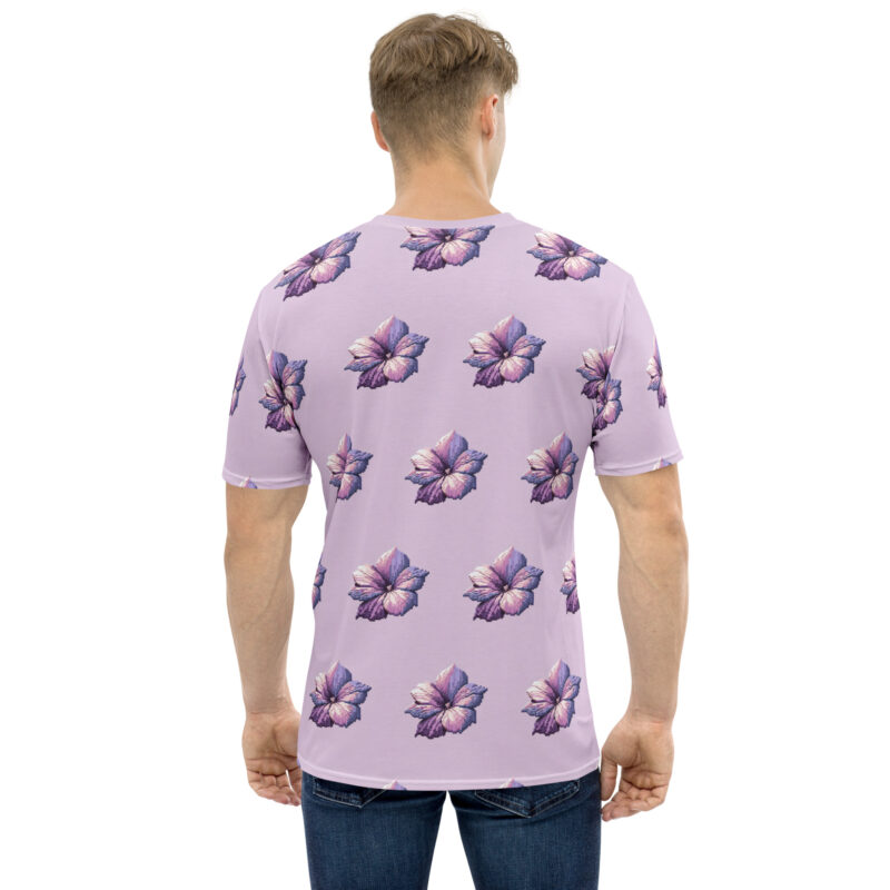 Pixel-Art Blumenillustration in lila Pastellfarben Allover-Herren-T-Shirt – T-Shirts – klamottn.de