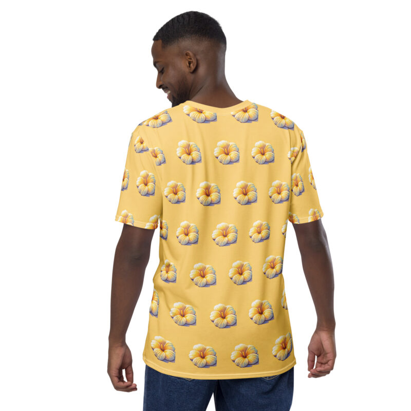 Retro-Pixel-Art Blume in gelben Pastell Sonnenuntergangsfarben Allover-Herren-T-Shirt – T-Shirts – klamottn.de