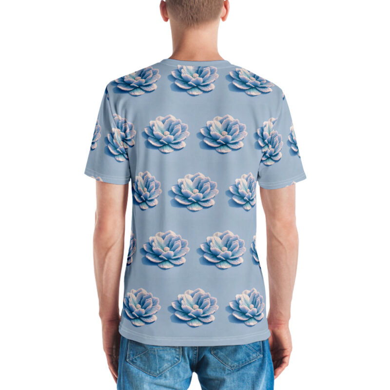 3D Voxel-Blumenillustration in Trendfarbe Hellblau 2024 Allover-Herren-T-Shirt – T-Shirts – klamottn.de