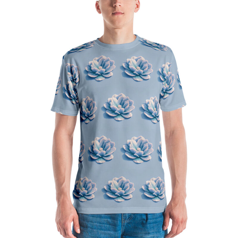 3D Voxel-Blumenillustration in Trendfarbe Hellblau 2024 Allover-Herren-T-Shirt – T-Shirts – klamottn.de