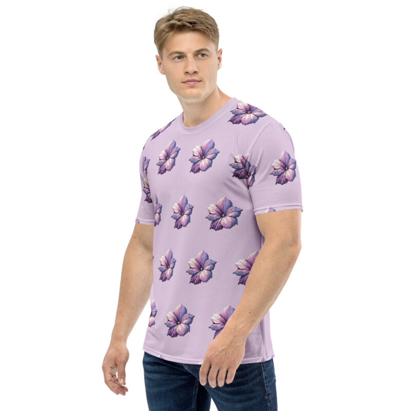 Pixel-Art Blumenillustration in lila Pastellfarben Allover-Herren-T-Shirt – T-Shirts – klamottn.de