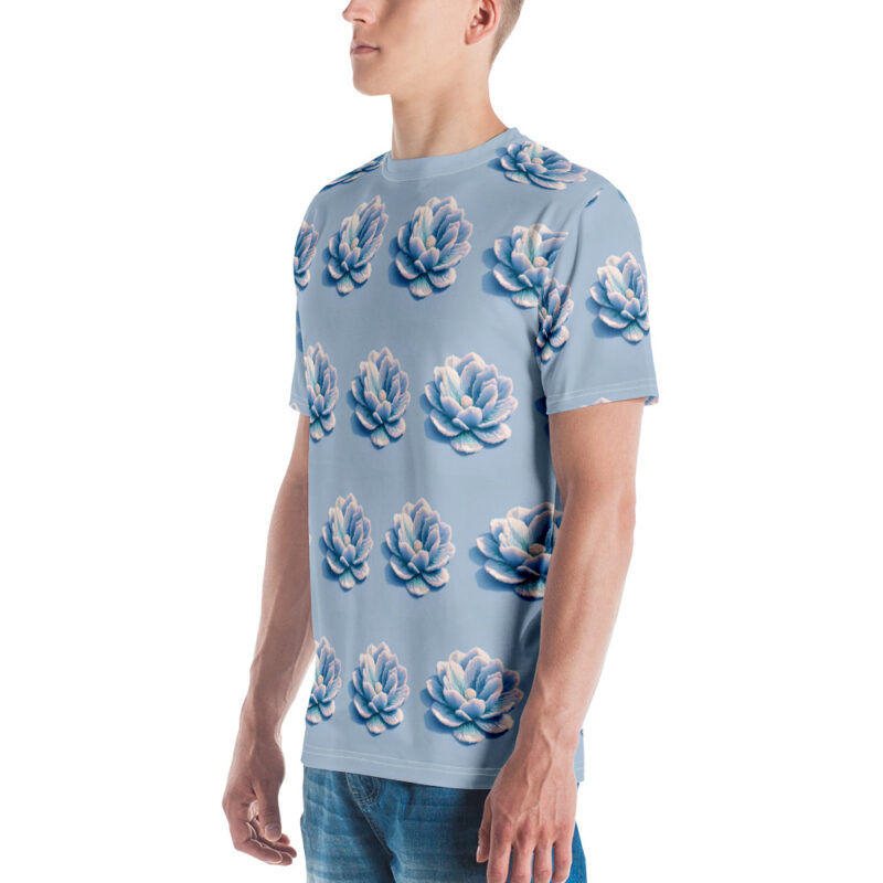 3D Voxel-Blumenillustration in Trendfarbe Hellblau 2024 Allover-Herren-T-Shirt – T-Shirts – klamottn.de