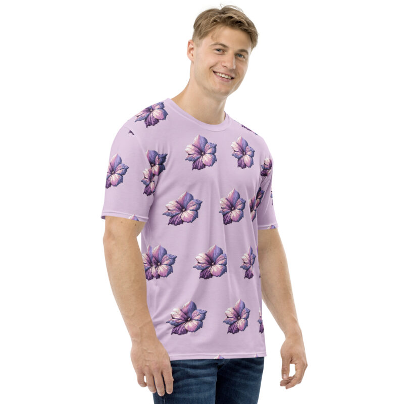 Pixel-Art Blumenillustration in lila Pastellfarben Allover-Herren-T-Shirt – T-Shirts – klamottn.de