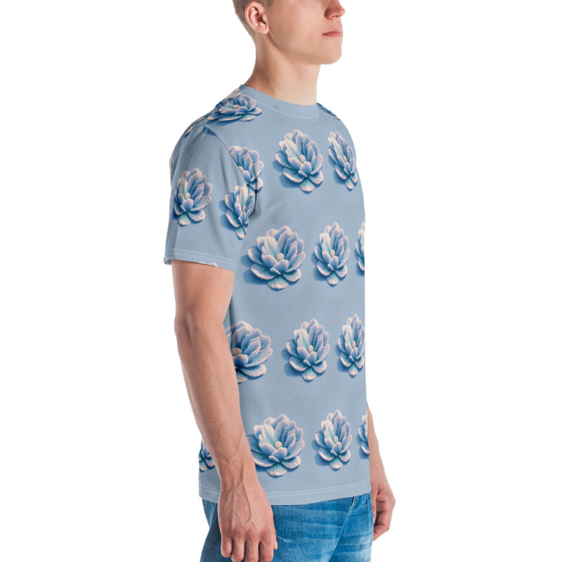 3D Voxel-Blumenillustration in Trendfarbe Hellblau 2024 Allover-Herren-T-Shirt – T-Shirts – klamottn.de