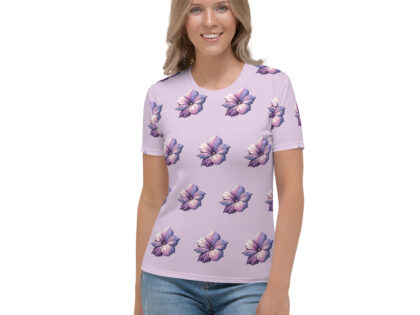 Pixel-Art Blumenillustration in lila Pastellfarben Allover-Damen-T-Shirt – T-Shirts – klamottn.de Pixel-Art Blumenillustration in lila Pastellfarben Allover-Damen-T-Shirt – T-Shirts – klamottn.de