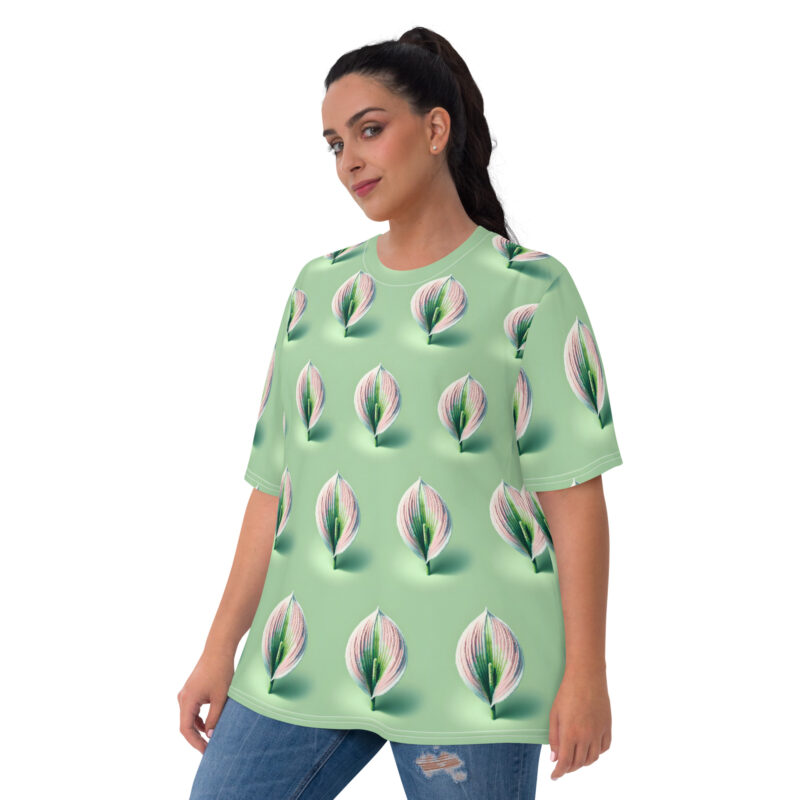 Voxel-Art Blatt in Pastellgrün Allover-Damen-T-Shirt – T-Shirts – klamottn.de