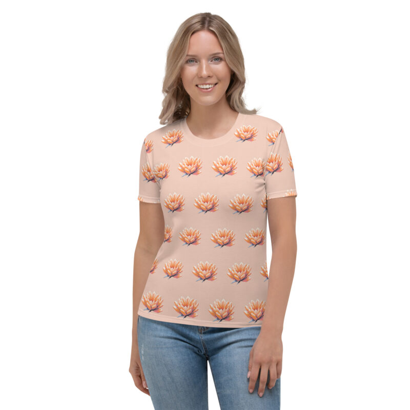Pixel-Art Blumenillustration in Trendfarbe Orange 2024 Allover-Damen-T-Shirt – T-Shirts – klamottn.de