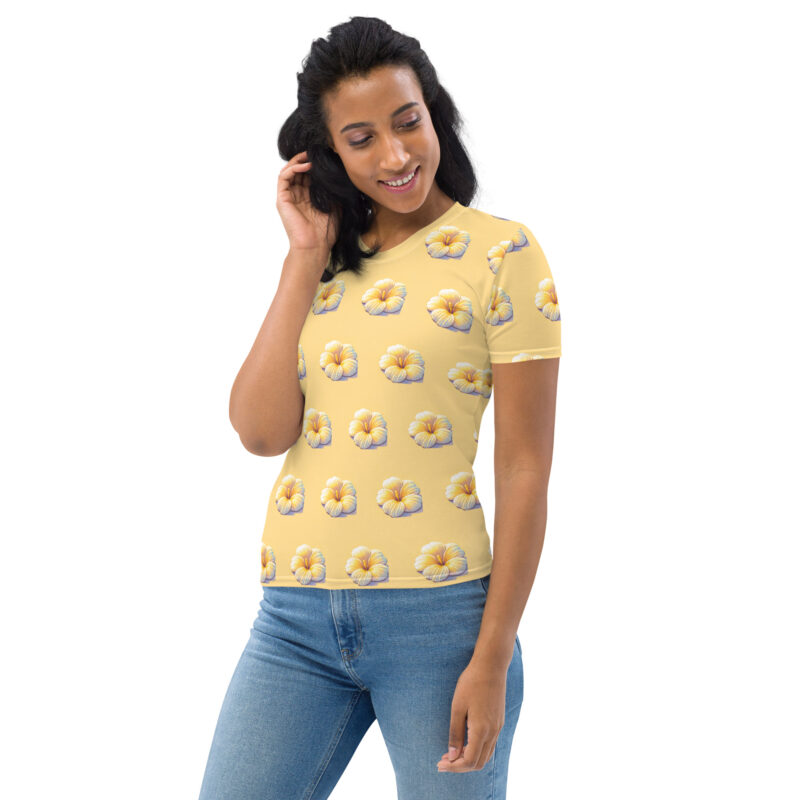 Retro-Pixel-Art Blume in gelben Pastell Sonnenuntergangsfarben Allover-Damen-T-Shirt – T-Shirts – klamottn.de