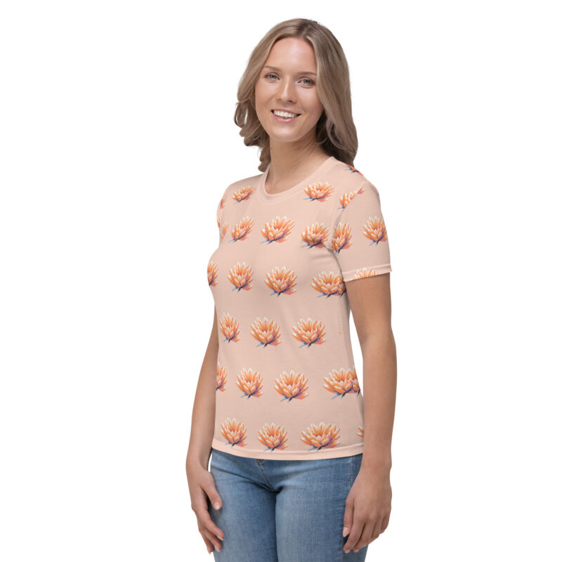 Pixel-Art Blumenillustration in Trendfarbe Orange 2024 Allover-Damen-T-Shirt – T-Shirts – klamottn.de